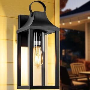 Roravilila 17 Inch Porch Light Large Black Outdoor Light Fixture, Matte Black